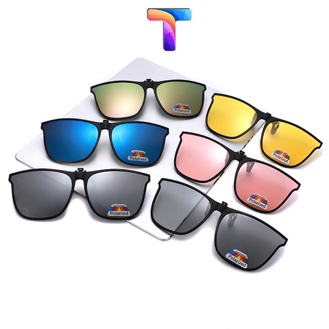 Kẹp kính râm vuông lớn phân cực Polarized có viền [ Tặng kèm hộp - có sẵn ]