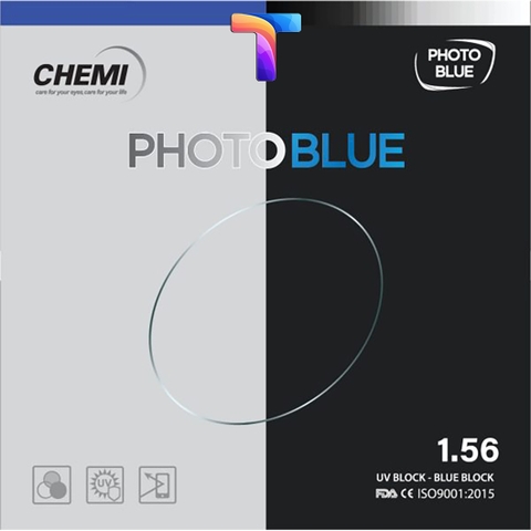 [ Chính hãng ] Tròng kính đổi màu đen khói lọc ánh sáng xanh Chemi Photoblue