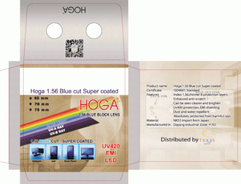 Tròng kính Hoga 1.56 Blue-cut, Nano