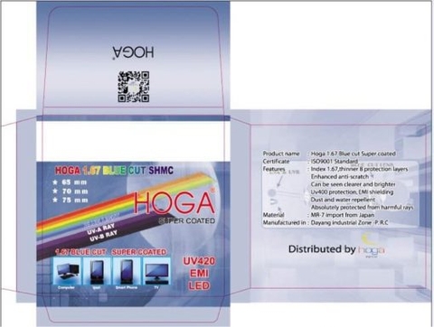 Tròng kính Hoga 1.67 Blue-cut, Nano