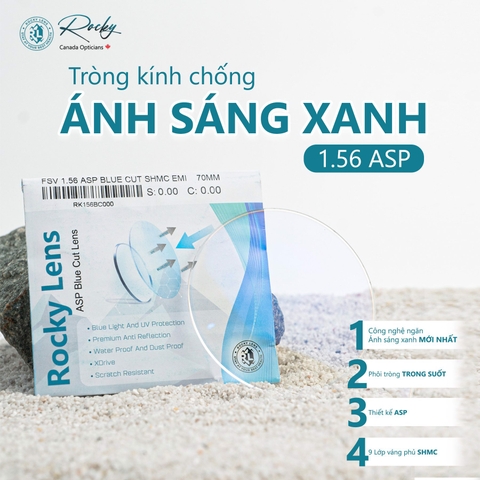 Tròng Kính Chống Ánh Sáng Xanh Bluecut Rocky 1.56