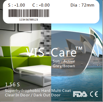 Tròng kính đổi màu Khói Vis-care 1.56