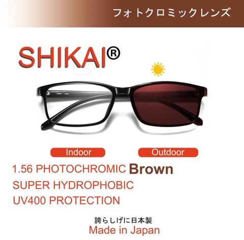 Tròng kính Shikai 1.56, đổi màu Nâu Trà