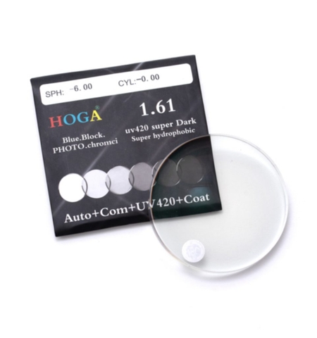 Tròng kính Hoga 1.61 Blue-cut, đổi màu Khói