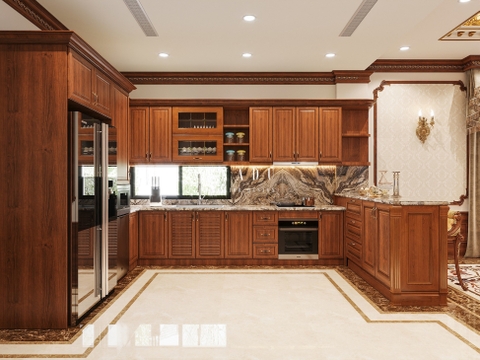 THIẾT KẾ BIỆT THỰ TÂN CỔ ĐIỂN GỖ GÕ ĐỎ - HÀ TĨNH