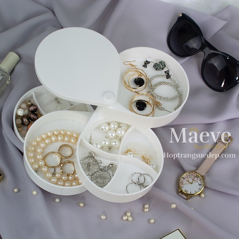 Hộp xoay 4 tầng hình giọt nước - trắng