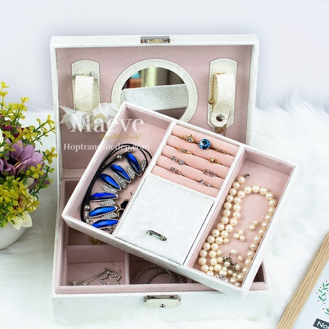 Hộp khoá gương tròn - trắng