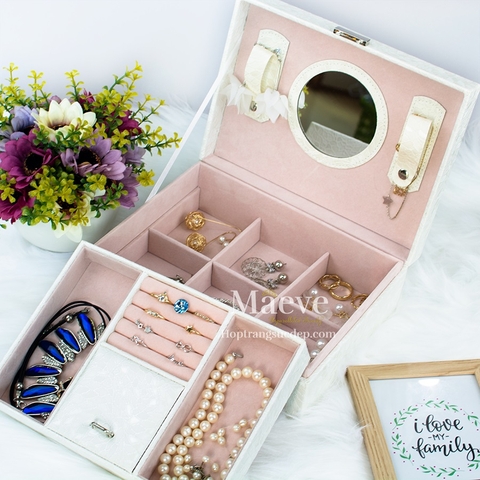 Hộp khoá gương tròn - trắng