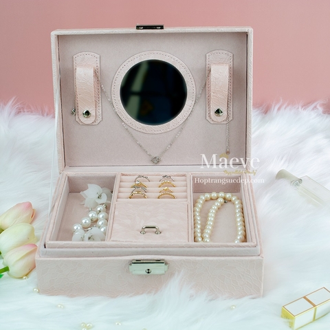 Hộp khoá gương tròn - hồng