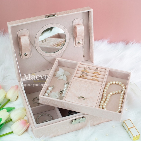 Hộp khoá gương tròn - hồng