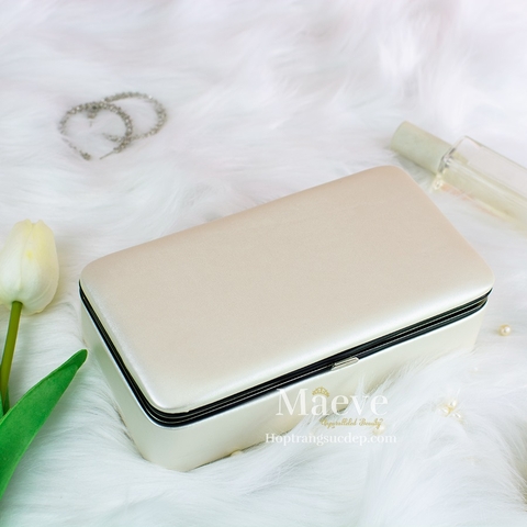 Hộp trang sức gương tràn viền - trắng kem