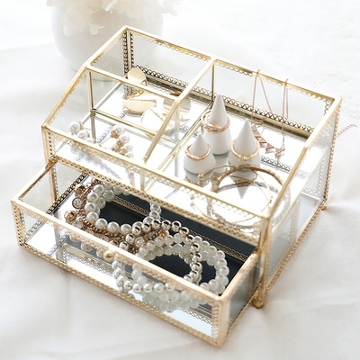 Hộp trang sức kính 2 tầng cao cấp