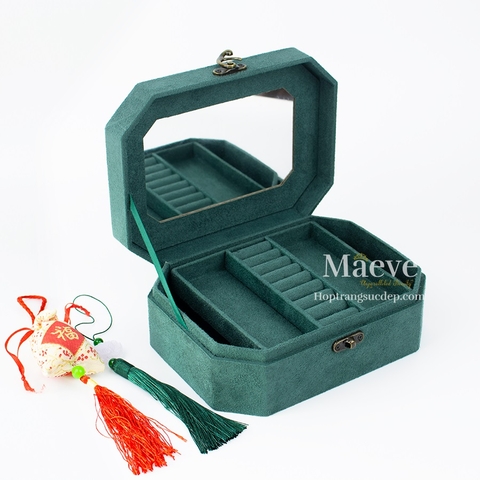 Hộp bát giác 2 tầng - xanh lá cây đậm