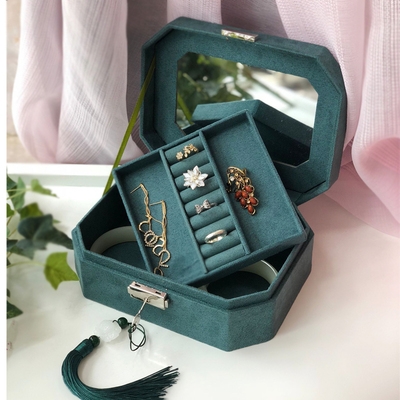 Hộp bát giác 2 tầng - xanh lá cây đậm