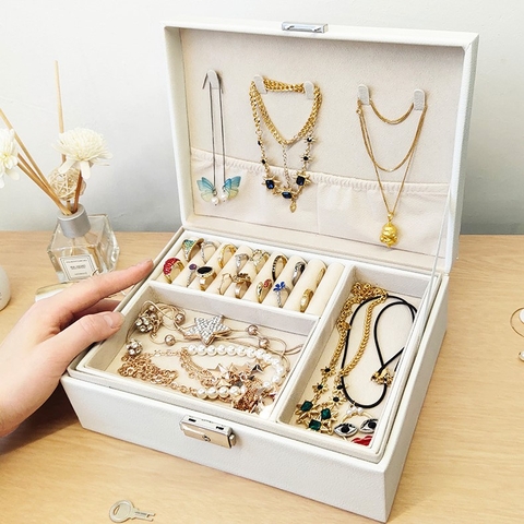 Hộp khoá chữ nhật 2 tầng - trắng