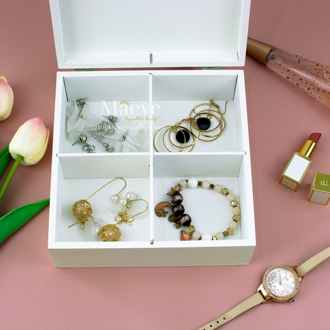 Hộp gỗ hoạ tiết 4 ngăn