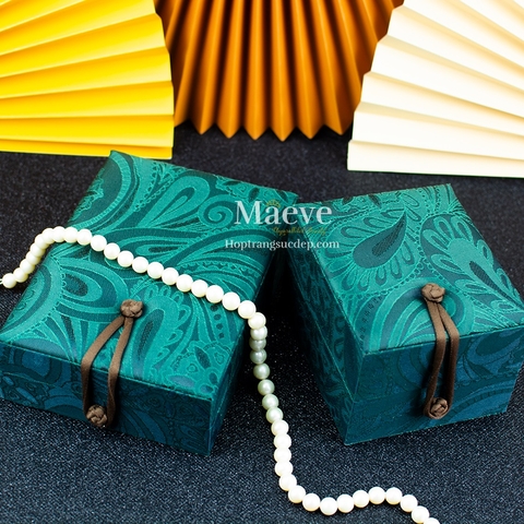 Hộp quà tặng vân ngọc thổ cẩm lớn - xanh lá cây đậm