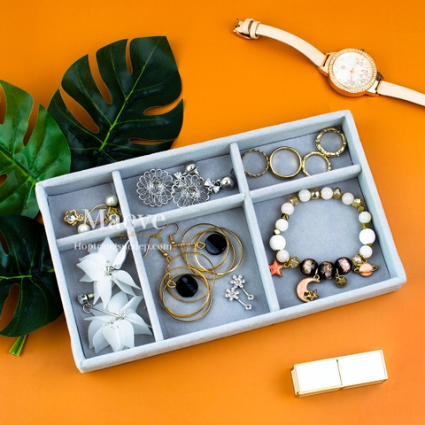 Khay xám nhung 6 ngăn