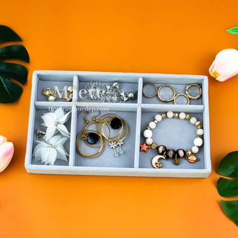 Khay xám nhung 6 ngăn