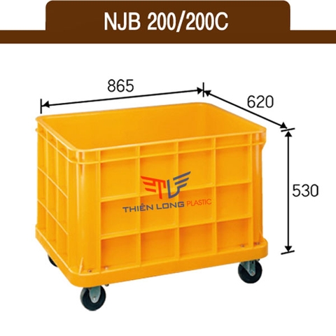 Thùng Nhựa Đặc NJB 200 / 200C KT: 860 × 620 × 530 mm