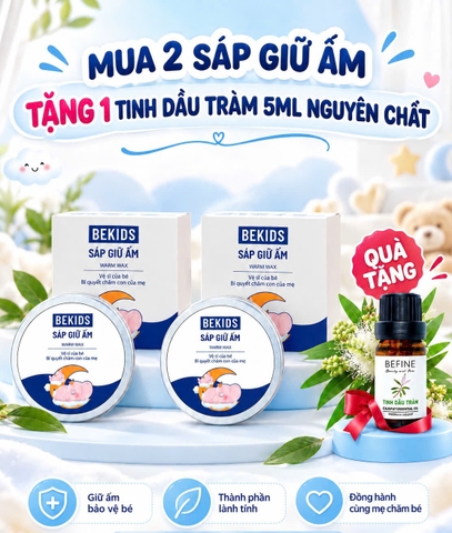 (Kèm quà) Combo 2 Sáp giữ ấm phòng ho, cảm lạnh cho bé khi dùng điều hòa, mùa đông lạnh & xua muỗi, côn trùng