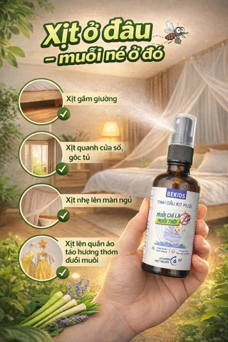 Tinh dầu xịt đuổi muỗi Bekids 50ml- Lưu hương bền lâu tới 6h