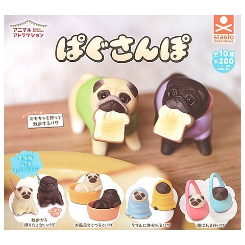 Đồ chơi gacha gashapon mô hình chó Pug Oct22(2)
