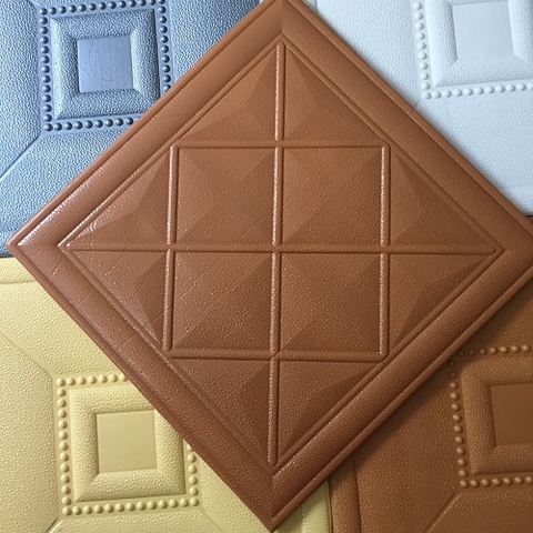 Xốp dán tường giả da - #mẫup8 Mầu nâu