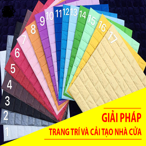 Xốp dán tường giả gạch - #3mmmầuxanhcốm