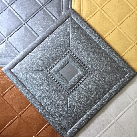 Xốp dán tường giả da - #mẫup3 #Mầuxám