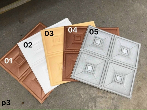 Xốp dán tường giả da - mẫu p3 mầu nâu