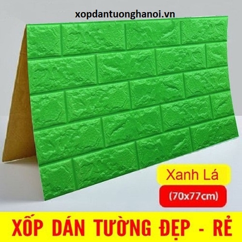 Xốp dán tường giả gạch cao cấp 5mm mầu xanh lá