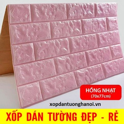 Xốp dán tường giả gạch cao cấp 5mm mầu hông