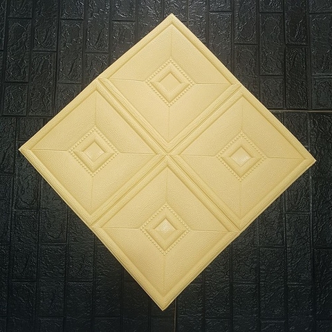 Xốp dán tường giả da - Mẫu p3 mầu vàng