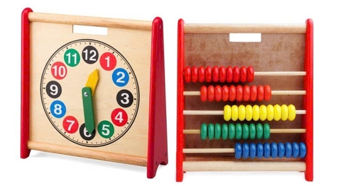 Đồng hồ học đếm 2 mặt gỗ minh thành