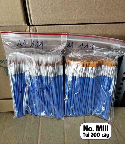 sét 10 bút lông dẹt và tròn loại mini