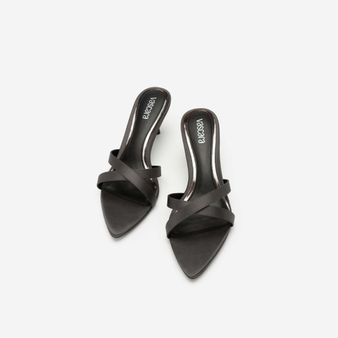 Guốc Gót Nhọn Quai Đan Chéo - GNN 0147 - Màu Xám