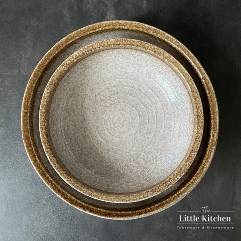 Bộ âu shashimi màu be họa tiết viền nâu