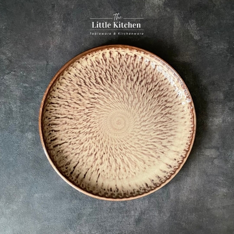 Bộ đĩa nhà hàng cao cấp màu nâu họa tiết tia be