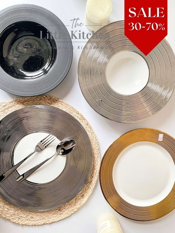 Sale bộ đĩa viền gân vàng bạc