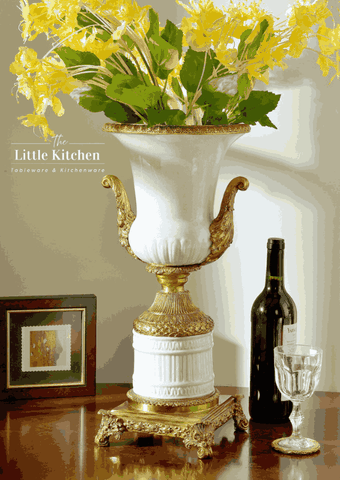 Cúp sứ đồng Trắng 2 tai V 28x52