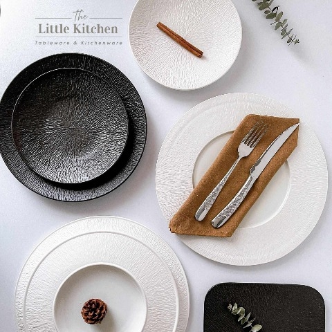 Bộ đĩa cao cấp màu trắng họa tiết tia sần