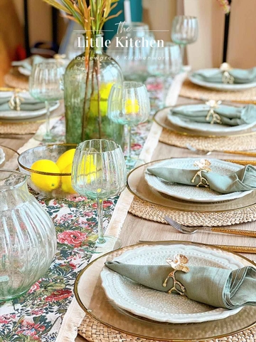 Set tiệc vintage xanh ghi