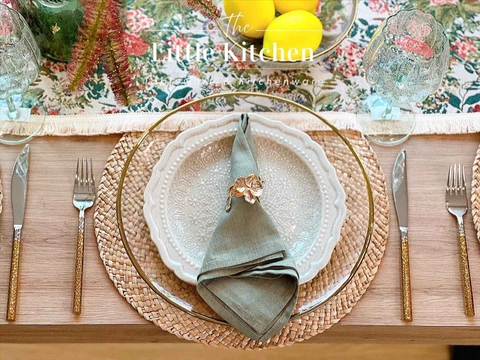 Set tiệc vintage xanh ghi