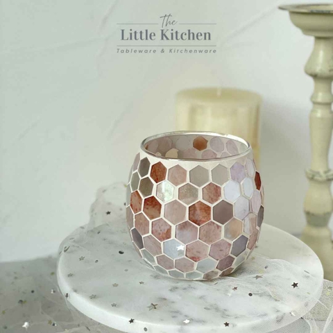 Cốc thủy tinh nến hồng be