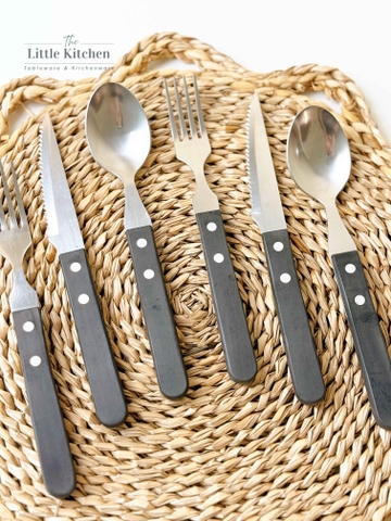 Bộ Dao Thìa Dĩa cán gỗ đen