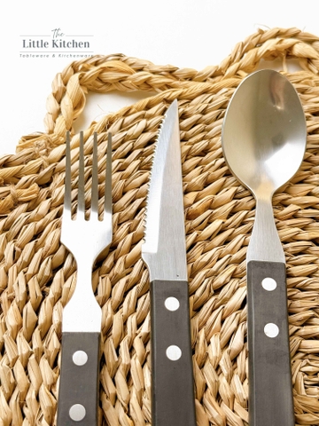 Bộ Dao Thìa Dĩa cán gỗ đen