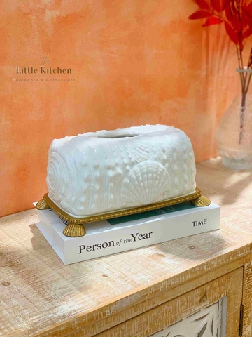 Hôp giấy sứ đồng Trắng xoắn ốc 27*16