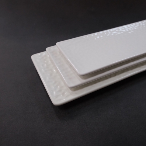 Bộ đĩa nhà hàng cao cấp màu trắng họa tiết viền lõm