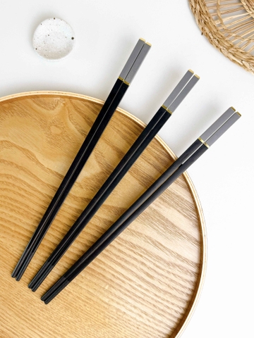 Set 10 đôi đũa chuôi ghi 2 vạch vàng